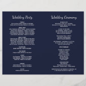 水彩ホワイトフローラダークブルー結婚式 プログラム (裏面)