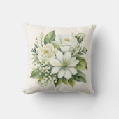 水彩ホワイトフローラブーケ クッション (正面)