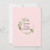 水彩ホワイトフローラ赤面ピンクブライダルシャワー 招待状 (裏面)