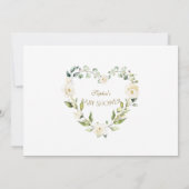 水彩ホワイトフローラ金ゴールドグラシアスベビーシャワー サンキューカード (裏面)