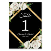 水彩ホワイトブラック金ゴールド結婚フローラ テーブルナンバー (裏面)