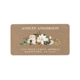 水彩ホワイトマグノリアスバラクラフトアドレス ラベル