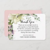 水彩ホワイトリリー悔やみや弔慰サンキューカード サンキューカード (正面/裏面)