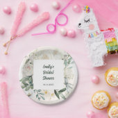 水彩ホワイトローズフラワーパネルブライダルシャワー ペーパープレート (パーティー)