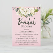 *~*水彩ホワイトローズブライダルシャワーピンク 招待状 (スタンド正面)