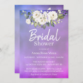 *~*水彩ホワイトローズブライダルシャワーマゼンタ 招待状 (正面/裏面)