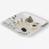 水彩ホワイトローズ ペーパープレート (傾斜あり)