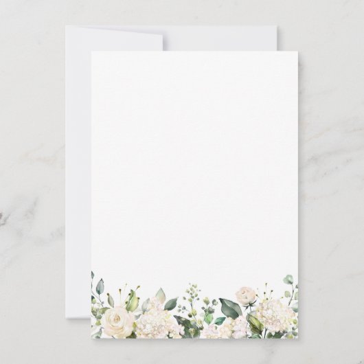 水彩ホワイトローゼズリーフ婚約パーティ 招待状 (裏面)