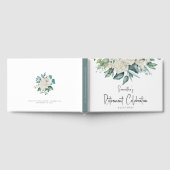 水彩ホワイト花模様葉樹除パーティー ゲストブック (全面)