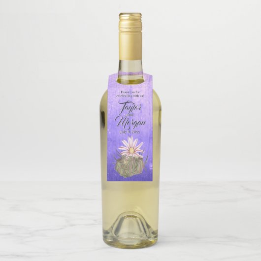 水彩ホワイト開花サボテン ボトルネックタグ (ボトル)