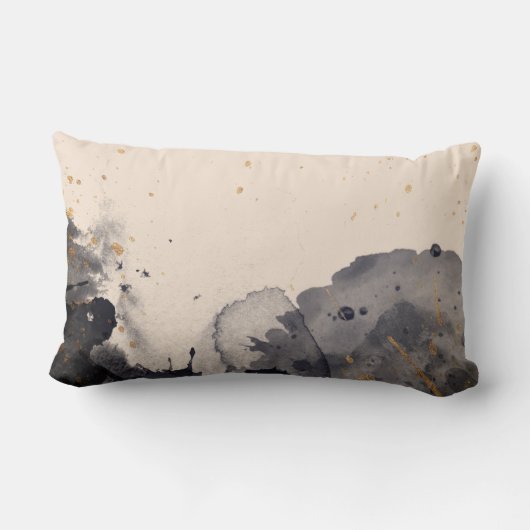 水彩ホームスクリプト金ゴールドの葉の装飾用クッション ランバークッション (裏面)