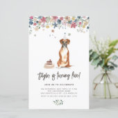 水彩ボクサー犬の誕生日パーティーの招待状 (スタンド正面)