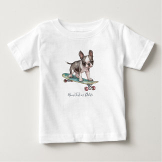 水彩ボストンテリアTシャツ ベビーTシャツ