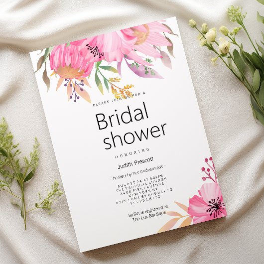 水彩ボタニカルガーデン フラワーブライダルシャワー 招待状