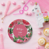 水彩ボタニカルピンクアネモンフローラ結婚ズ ペーパープレート (パーティー)