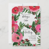 水彩ボタニカルピンクアネモンフローラ結婚ズ 招待状 (正面)