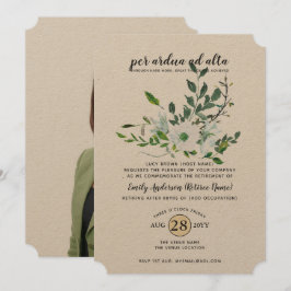 水彩ボタニカル引退写真 職業 招待状