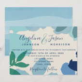 水彩ボタニカル ダスティーブルー ウェディング 招待状 (正面/裏面)