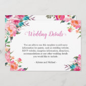 水彩ボタニカル フラワル ウェディング 詳細 情報 招待状 (正面/裏面)