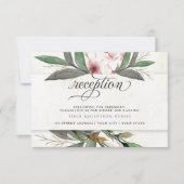 水彩ボタニカル ブルーム ウェディング レセプション 招待状 (正面)