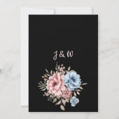 水彩ボタニカル ブルー＆ロージー フラワーリング 招待状 (裏面)