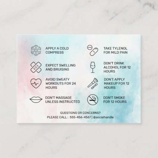 水彩ボトックスアフターケア名刺 名刺 (裏面)