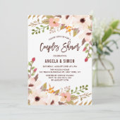水彩ボヘミアの花カップルのシャワー 招待状 (スタンド正面)