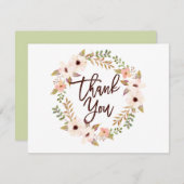 水彩ボヘミアフローラリースサンキューカード サンキューカード (正面/裏面)