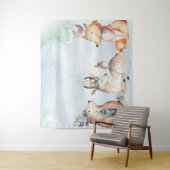 水彩ボヘミアベア ラスティック アニマル パーティー 背景 タペストリー (インサイチュ)