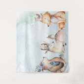 水彩ボヘミアベア ラスティック アニマル パーティー 背景 タペストリー (正面)