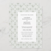 水彩ボヘミアンサボタスグリーンタイルデザート 招待状 (正面/裏面)