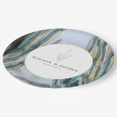 水彩ボヘミアンサボテン緑の結婚砂漠 ペーパープレート (アングル)