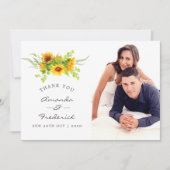 水彩ボヘミアンスタイルのひまわりウェディングお礼カード 招待状 (正面)