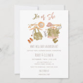 水彩ボヘミアンスタイルの性別発表パーティー 招待状 (正面)