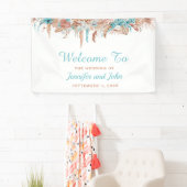 水彩ボヘミアンテラコッタ フラワー ウェディング 横断幕 (インサイチュ)