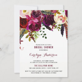 水彩ボヘミアンフラワーオータムブライダルシャワー 招待状