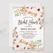 水彩ボヘミアンフラワーズブライダルシャワー招待状 招待状 (正面)