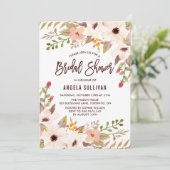 水彩ボヘミアンフラワーズブライダルシャワー招待状 招待状 (スタンド正面)