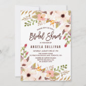 水彩ボヘミアンフラワーズブライダルシャワー 招待状 (正面)