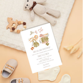 水彩ボヘミア風　性別発表パーティー 招待状