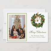 水彩ボホオレンジスライスリースクリスマスフォト シーズンカード (正面)