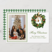 水彩ボホオレンジスライスリースクリスマスフォト シーズンカード (正面/裏面)