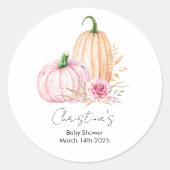 水彩ボホカボチャのバビシャワー ラウンドシール (正面)