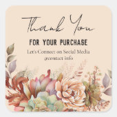 水彩ボホサボビジネスありがとう スクエアシール (正面)