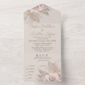 水彩ボホバラとパンパスグラスオンベージュ オールインワン招待状 (内側)