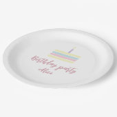 水彩ボホパステルケーキピンクバースデーパーティー ペーパープレート (アングル)