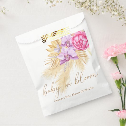 水彩ボホパンパスグラス – ベビーシャワー フェイバーバッグ (封をした状態)