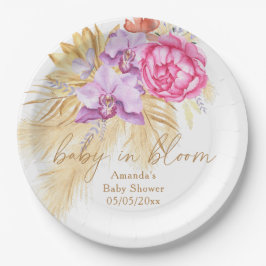 水彩ボホパンパスグラス – ベビーシャワー ペーパープレート