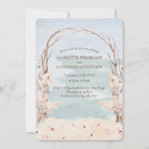 水彩ボホビーチ結婚式招待状