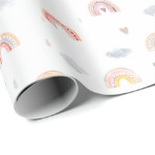 水彩ボホピンクの虹と雲 ラッピングペーパー (ロールコーナー)